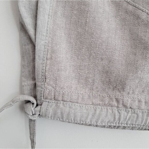 SOLOLA Linen Cotton Blend Capri Pants Drawstring Waist Long Shorts Grey Sz 6 - Picture 6 of 13